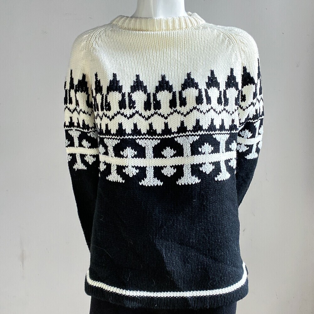 Vintage Kari Lynn Virgin Acrylic Geometric Print Fairisle Zip Shoulder Pullover
